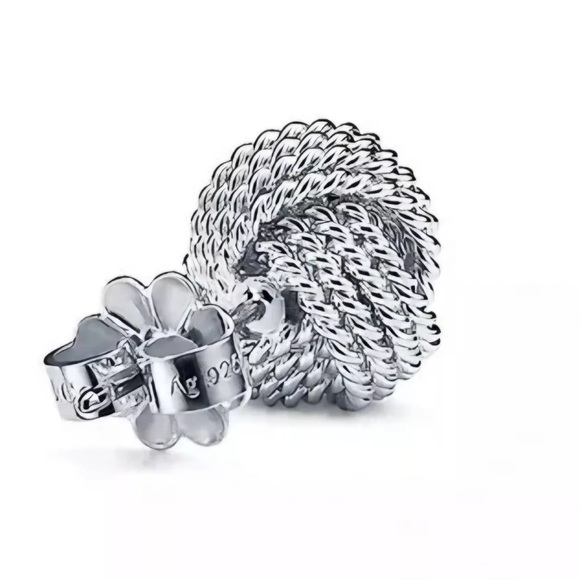 Authentic Tiffany & Co. Sterling Silver 925 Twist Love Somerset Knot Earrings - Picture 5 of 9